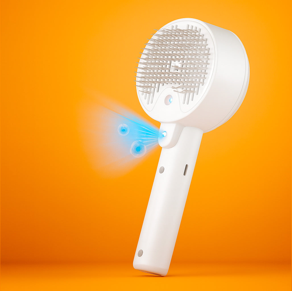 Brosse auto-nettoyante pour chien et chat – modèle blanc