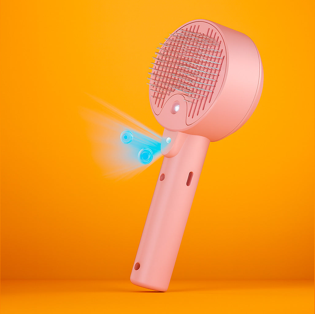 Brosse auto-nettoyante pour chien et chat – modèle rose