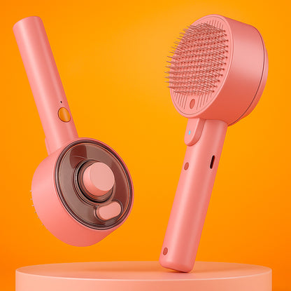 Double Brosse auto-nettoyante pour chien et chat – modèle rose